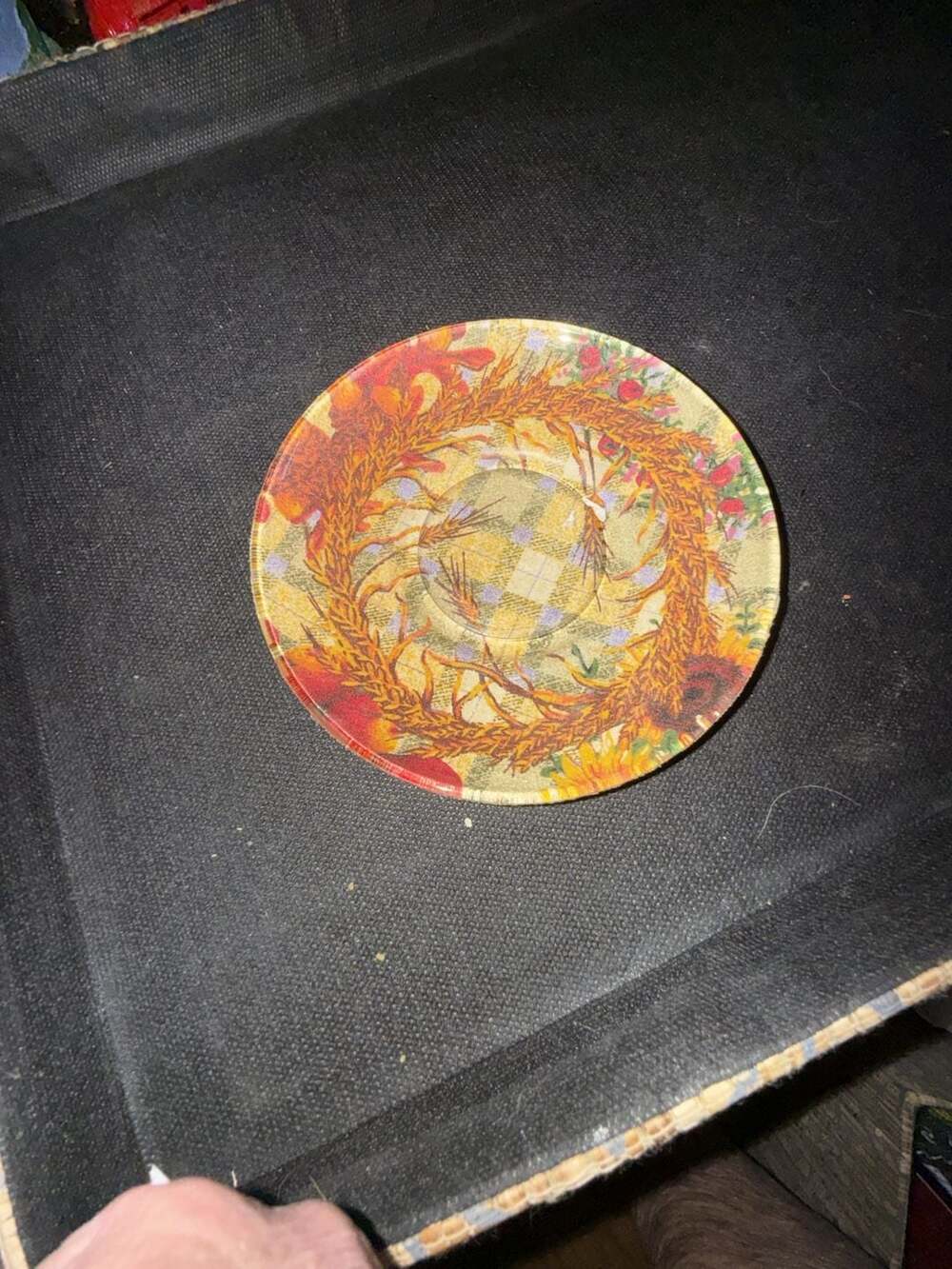 Vintage Harvest Floral Woven Fabric Decorative Plate/Coaster